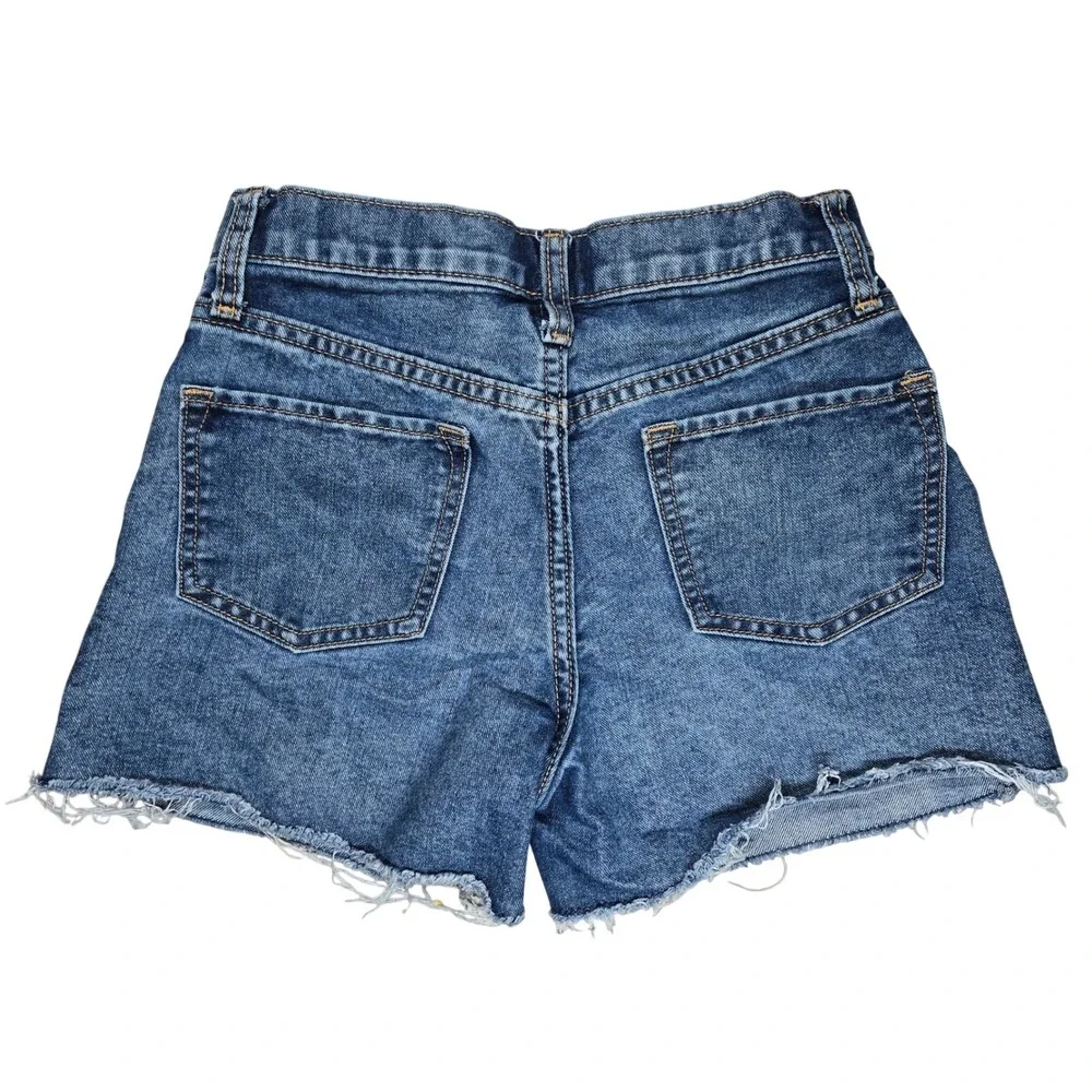 Old Navy Girls‎ Blue Denim High Rise Adjustable Waist Cutoff Jean Shorts Size 10